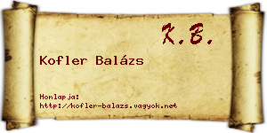 Kofler Balázs névjegykártya